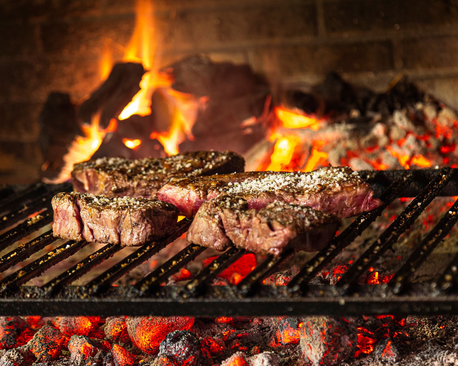 Cortes de carne al fuego